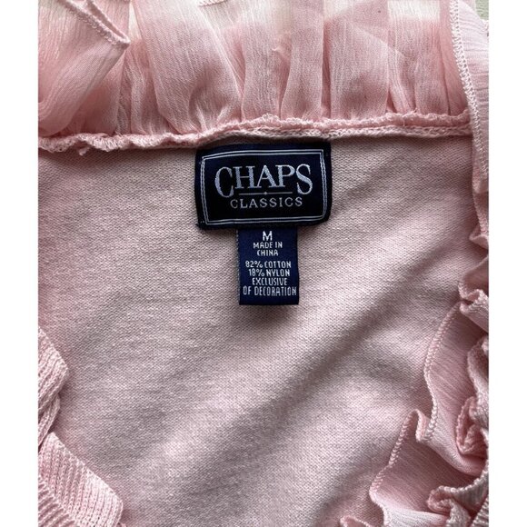 Chaps Pink Cotton Blend Ruffle Neck Sweater M - Picture 4 of 4